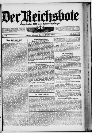 Der Reichsbote vom 11.10.1922
