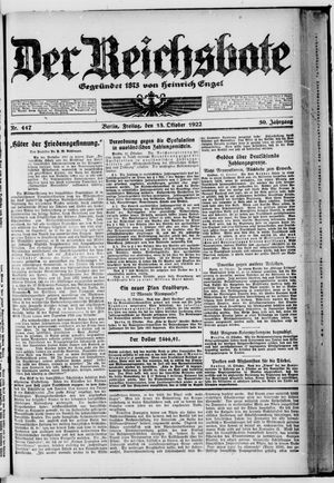 Der Reichsbote vom 13.10.1922