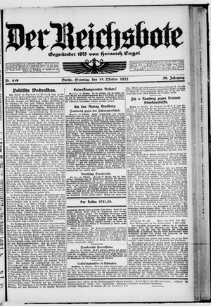 Der Reichsbote vom 15.10.1922