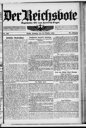 Der Reichsbote vom 22.10.1922