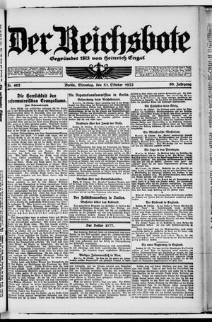 Der Reichsbote vom 31.10.1922