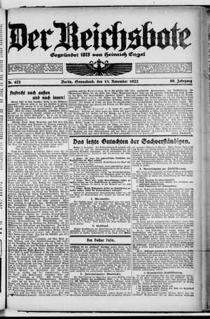 Der Reichsbote vom 11.11.1922