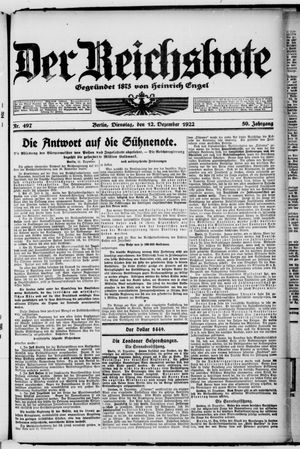 Der Reichsbote vom 12.12.1922