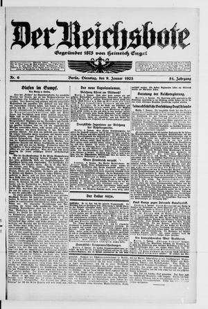 Der Reichsbote vom 09.01.1923
