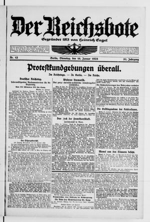 Der Reichsbote on Jan 16, 1923