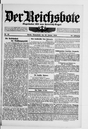 Der Reichsbote vom 20.01.1923