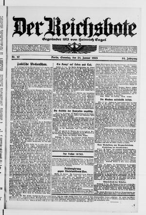 Der Reichsbote on Jan 21, 1923