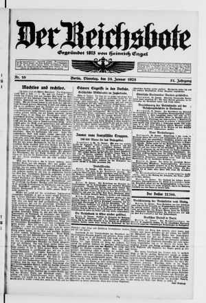 Der Reichsbote on Jan 23, 1923