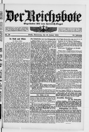 Der Reichsbote on Jan 25, 1923