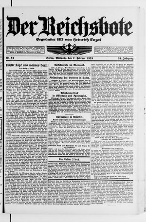 Der Reichsbote vom 07.02.1923