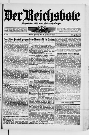 Der Reichsbote vom 09.02.1923