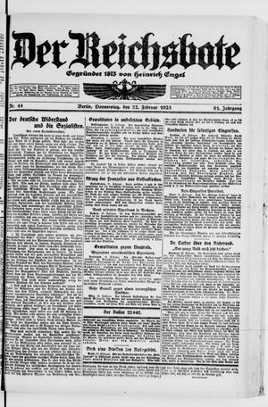 Der Reichsbote vom 22.02.1923
