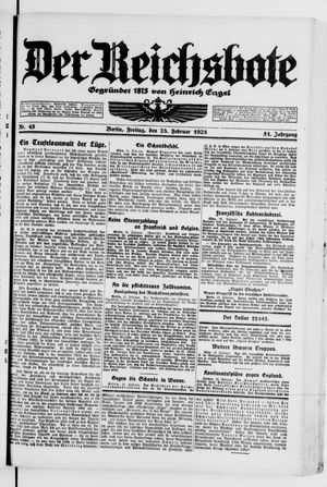 Der Reichsbote vom 23.02.1923