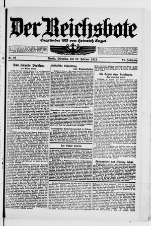 Der Reichsbote vom 27.02.1923