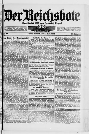 Der Reichsbote vom 07.03.1923