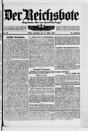 Der Reichsbote vom 11.03.1923