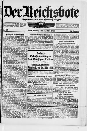 Der Reichsbote vom 18.03.1923