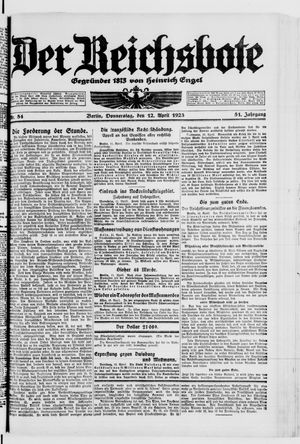 Der Reichsbote vom 12.04.1923