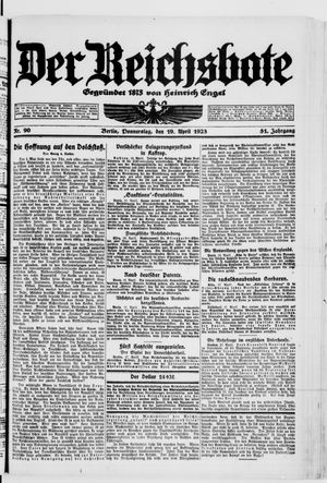 Der Reichsbote vom 19.04.1923