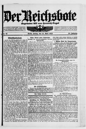 Der Reichsbote vom 27.04.1923
