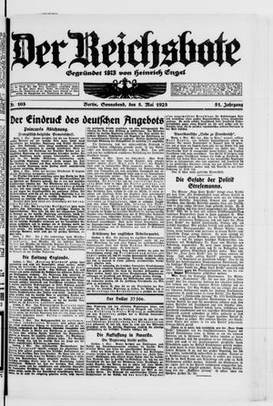 Der Reichsbote vom 05.05.1923