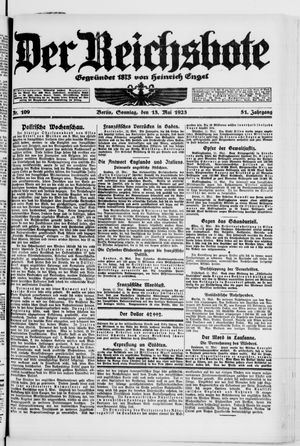 Der Reichsbote on May 13, 1923