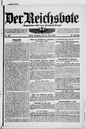 Der Reichsbote vom 12.06.1923