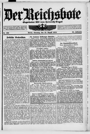 Der Reichsbote vom 19.08.1923