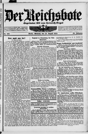 Der Reichsbote vom 22.08.1923