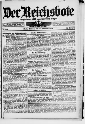 Der Reichsbote vom 12.09.1923