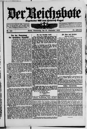 Der Reichsbote vom 27.09.1923