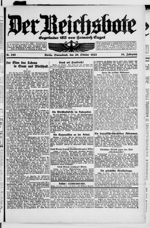 Der Reichsbote vom 20.10.1923