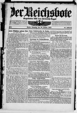 Der Reichsbote vom 30.10.1923