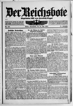 Der Reichsbote on May 31, 1924
