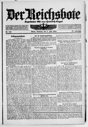 Der Reichsbote vom 01.06.1924