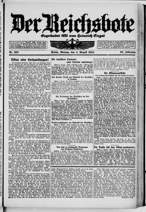 Der Reichsbote on Aug 4, 1924