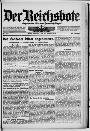 Der Reichsbote vom 17.08.1924
