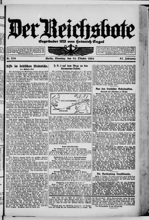 Der Reichsbote vom 14.10.1924