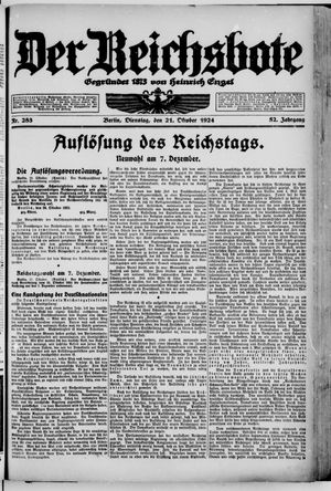 Der Reichsbote vom 21.10.1924