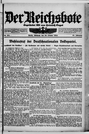 Der Reichsbote vom 29.10.1924