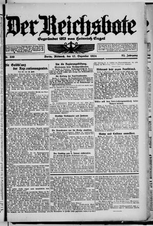 Der Reichsbote on Dec 17, 1924