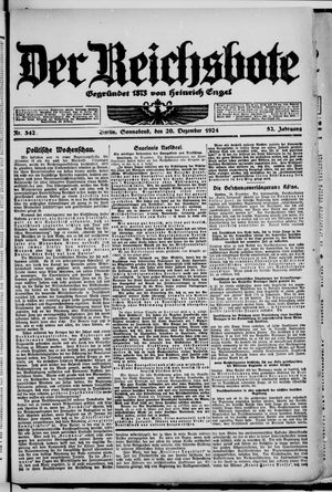 Der Reichsbote vom 20.12.1924