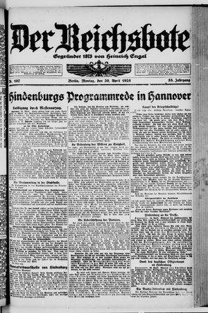 Der Reichsbote vom 20.04.1925