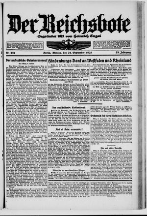 Der Reichsbote vom 21.09.1925