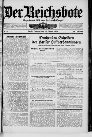 Der Reichsbote on Jan 10, 1926