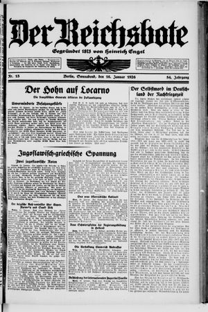 Der Reichsbote on Jan 16, 1926