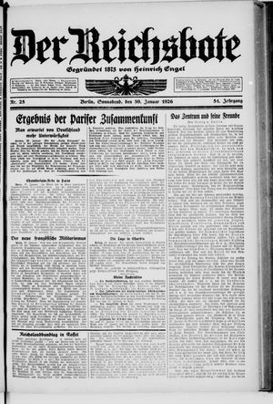 Der Reichsbote on Jan 30, 1926