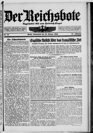 Der Reichsbote on Feb 20, 1926