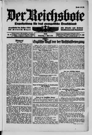 Der Reichsbote on Apr 1, 1926