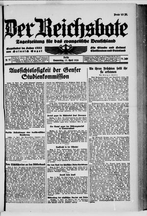 Der Reichsbote on Apr 15, 1926